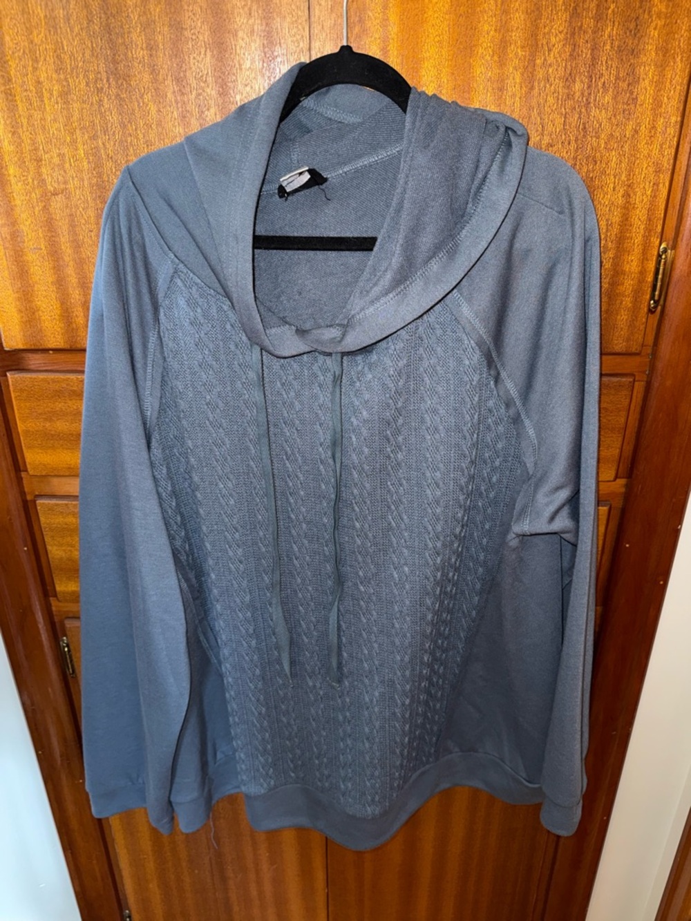 Gray Cowl Neck Knit Hoodie Sweatshirt